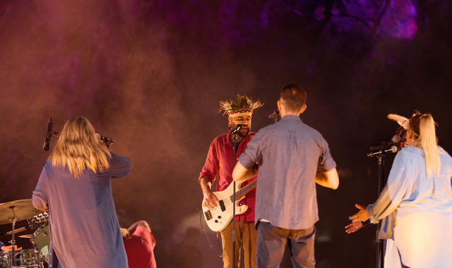 Noongar artists singing at Song Circle, EverNow 2024. 